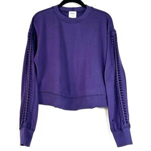 Barry's Bootcamp NUX Cropped Sweatshirt XS Purple Ladder Sleeve Studio Merch
